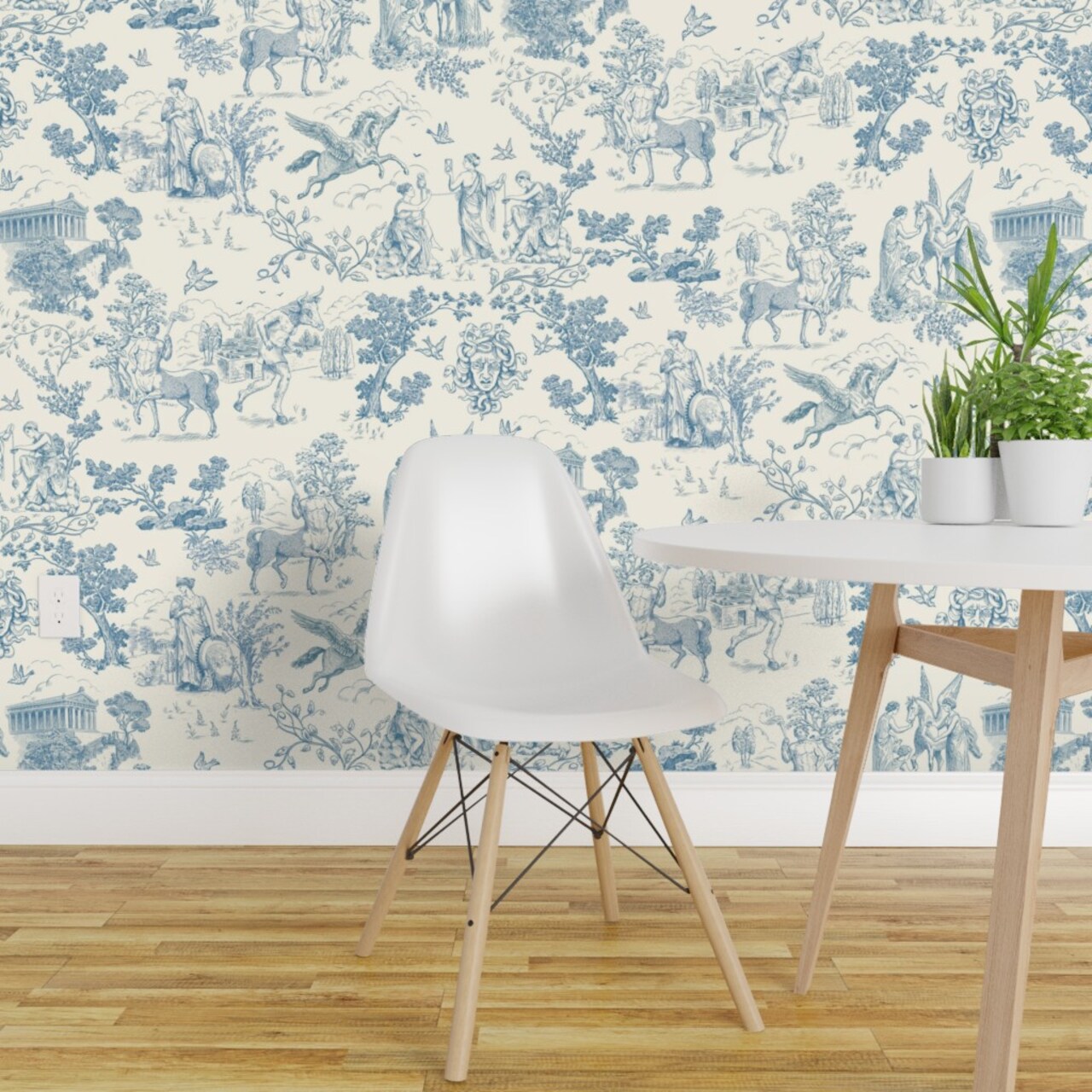 Peel & Stick Wallpaper 2FT Wide Ancient Greece Mythical Toile Temple Mythology Creatures Minotaur Pegasus Medusa Centaur Custom Removable Wallpaper by Spoonflower